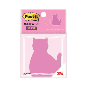 3M)포스트-잇 강한점착용 모양 노트(고양이)