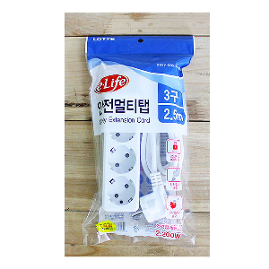 롯데일반멀티코드3구2.5M(비닐포장)