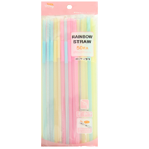 레인보우 개별포장 자바라빨대 50P