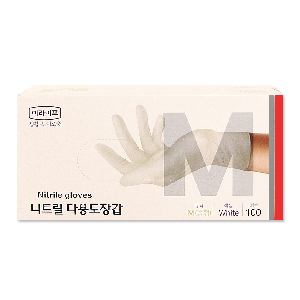 이라이프 니트릴장갑 M 100매 화이트