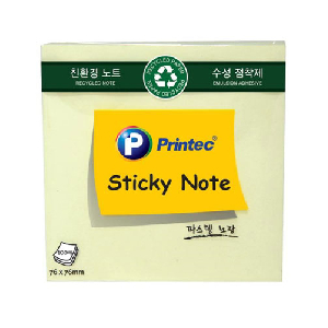 프린텍)스티키노트 친환경노랑(76*76/100매)/E7676Y-일시품절