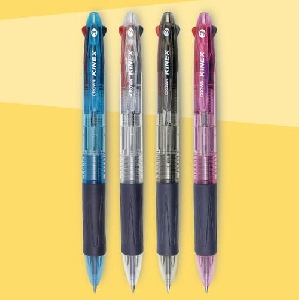 크라운)키넥스3색볼펜(핑크바디/0.7mm)
