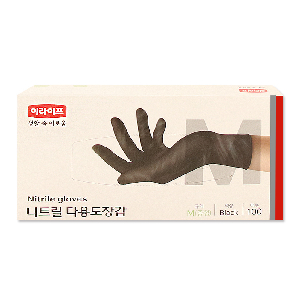 이라이프 니트릴장갑 M 100매 블랙