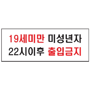19세미만 미성년자 22시이후 출입금지(U-3538)