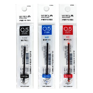 마이펜)3색볼펜 리필심(0.5mm/파랑)-다스(12개입)