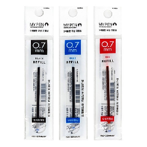 마이펜)3색볼펜 리필심(0.7mm/파랑)-다스(12개입)