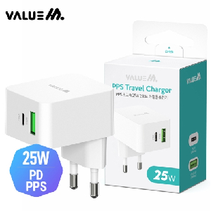 밸류엠)가정용 스퀘어 25W(PD3.0+QC3.0) PPS 초고속 분리형 충전기(케이블 미포)